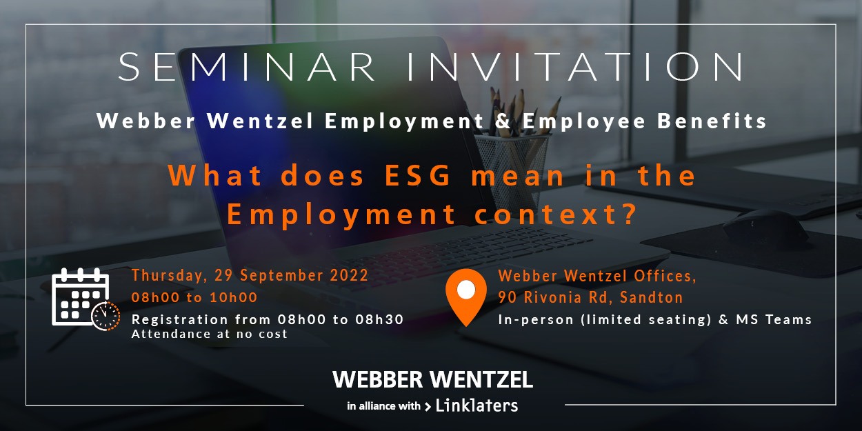   Seminar Invitation | Webber Wentzel's Financial Services Round Up | Cape Town edition